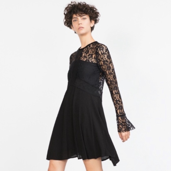 Zara Black Lace Dress Sz XS - Picture 2 of 9